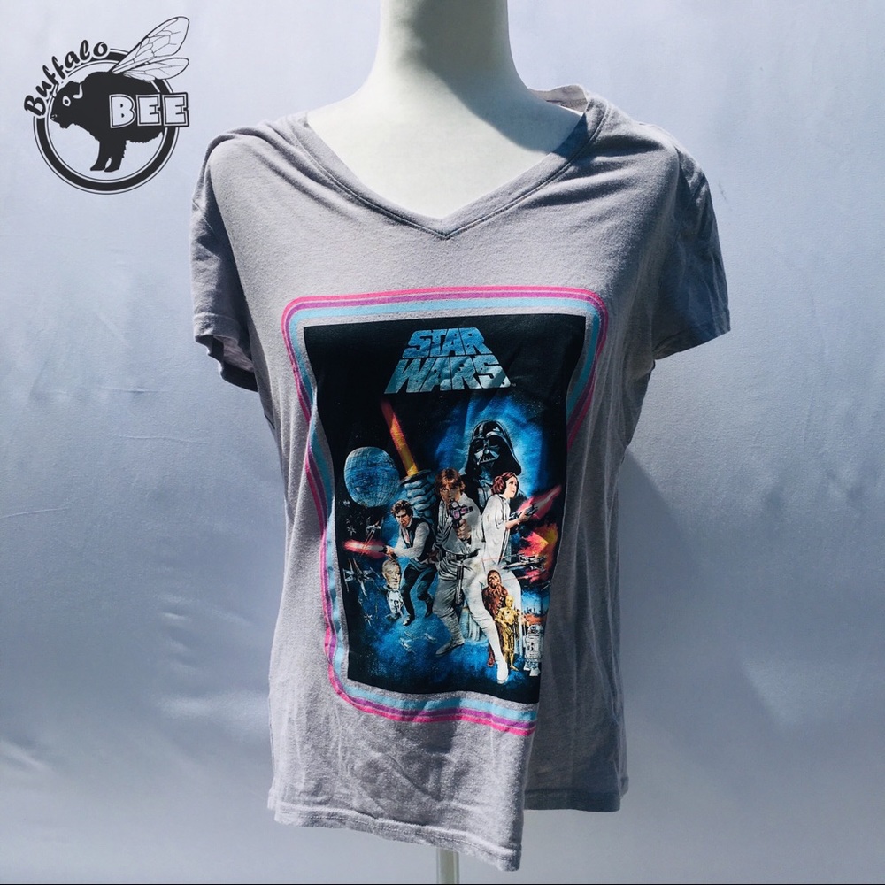 Star Wars pink and grey v neck T (official merch)